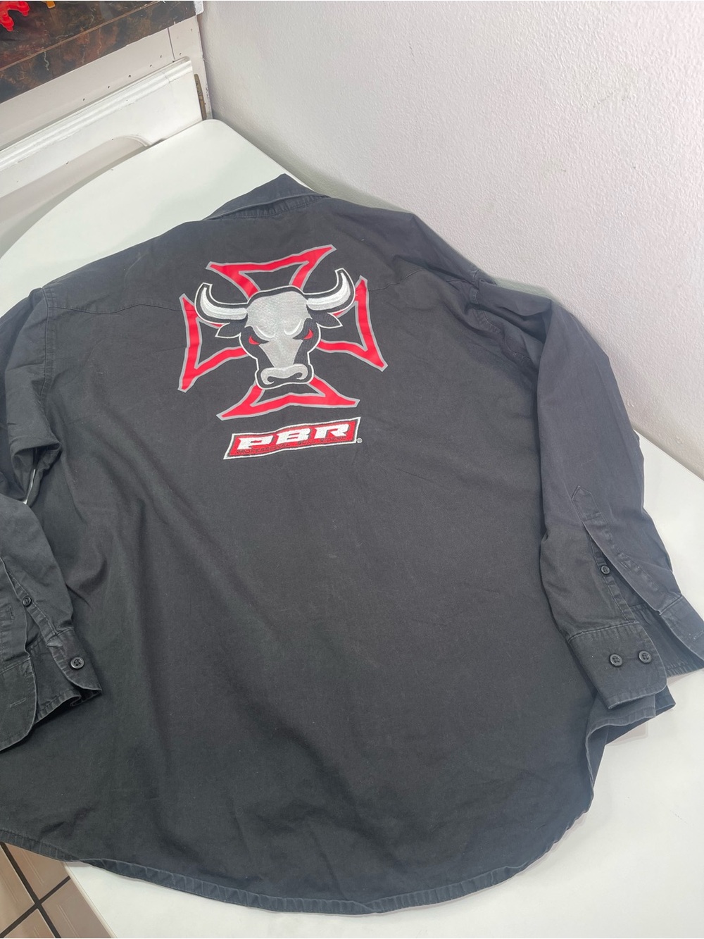 Wrangler PBR Professional Bull Riders Red Embroidered Western Button Shirt XL